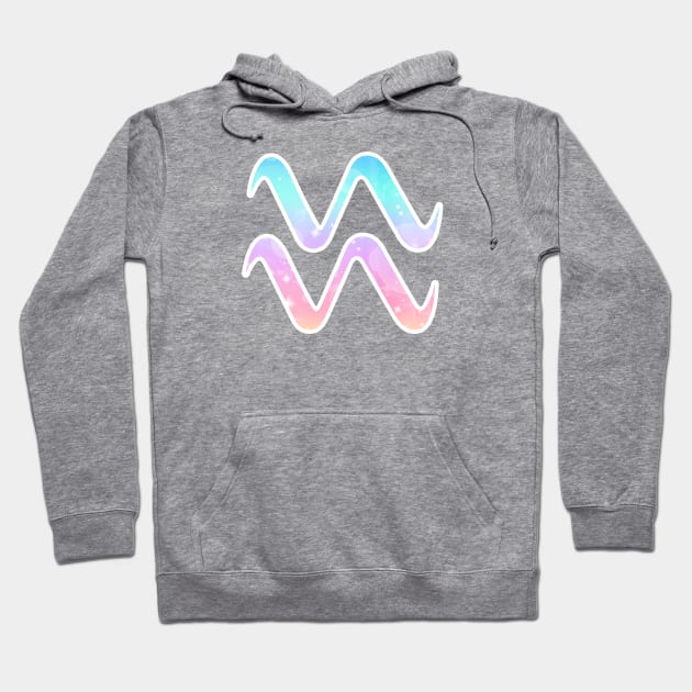 Aquarius Zodiac Symbol in Magical Unicorn Colors Hoodie by bumblefuzzies